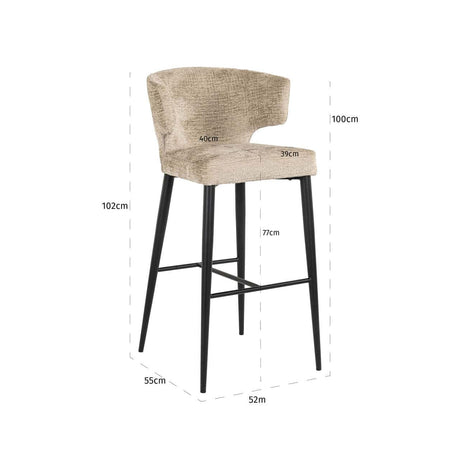 Scaun de bar Richmond Taylor nisipiu, ignifug