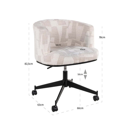 Scaun dining Richmond Rochenne bej grafic, rotativ