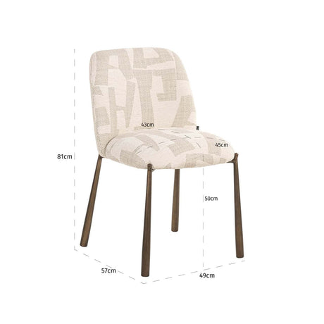 Scaun dining Richmond Lana bej grafic (set 2 buc.)