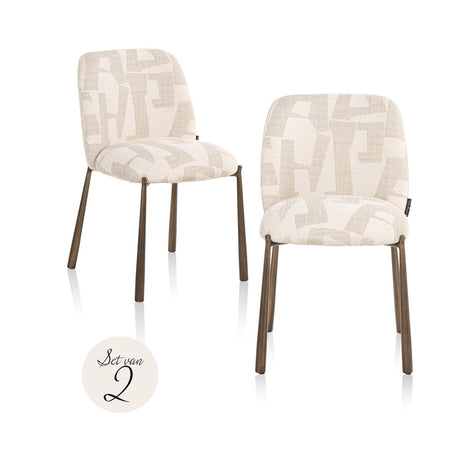 Scaun dining Richmond Lana bej grafic (set 2 buc.)