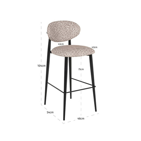Scaun de bar Richmond Dantes natur geo, ignifug