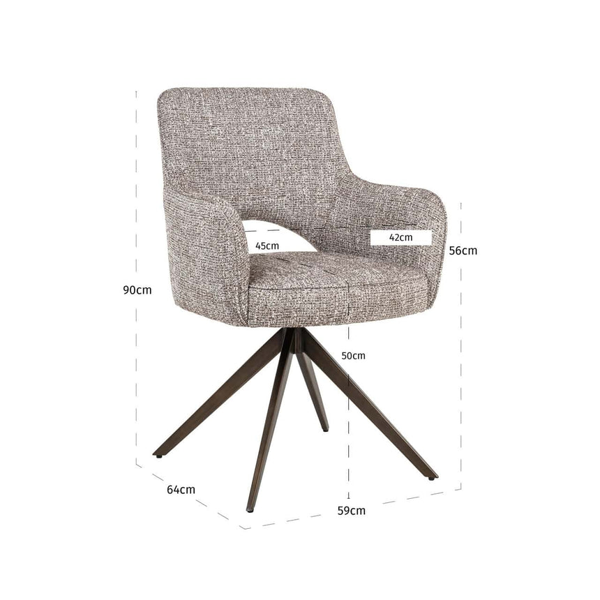 Scaun dining Richmond Ginerva pământiu tweed, rotativ