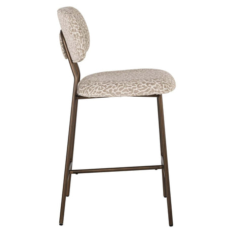Scaun de bar Richmond Xenia bej leopard, înălțime tejghea, ignifug (set 2 buc.)