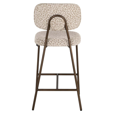 Scaun de bar Richmond Xenia bej leopard, înălțime tejghea, ignifug (set 2 buc.)