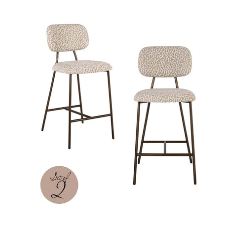 Scaun de bar Richmond Xenia bej leopard, înălțime tejghea, ignifug (set 2 buc.)