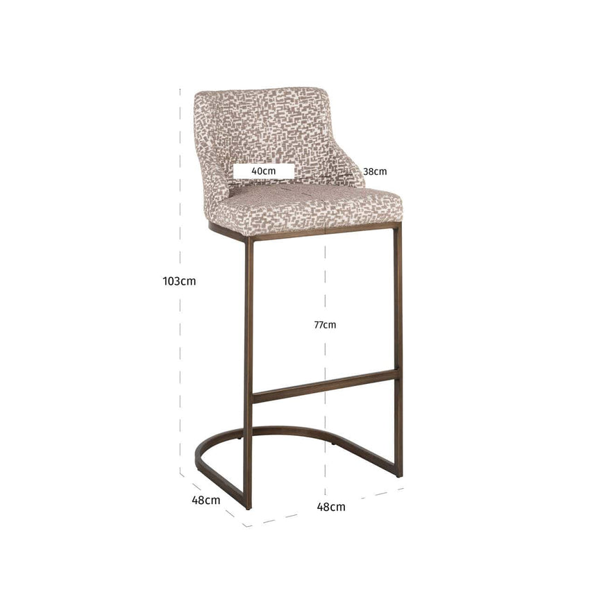 Scaun de bar Richmond Bolton natur geo (set 2 buc.)