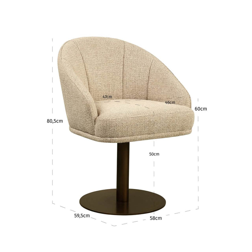 Scaun dining Richmond Beverly natur fancy, rotativ