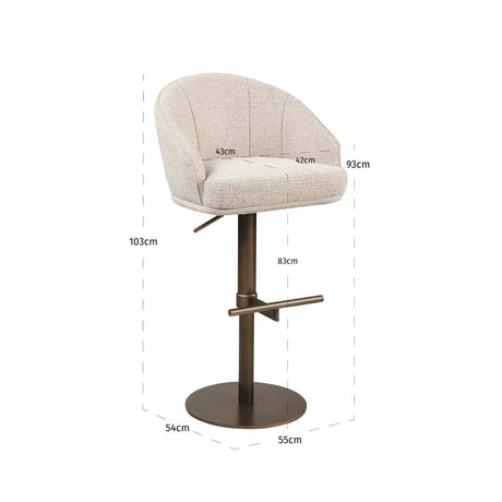Scaun de bar Richmond Beverly natur, rotativ
