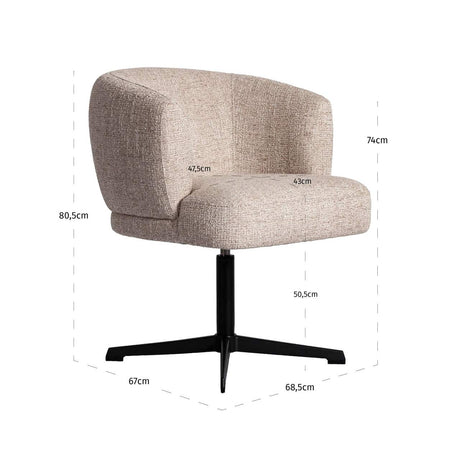 Scaun dining Richmond Dinan crem tweed, rotativ, ignifug