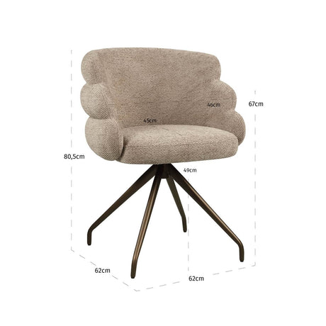 Scaun dining Richmond Kayla moka boldweave, rotativ
