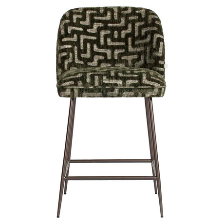 Scaun de bar Richmond Pullitzer verde mușchi labyrinth, înălțime tejghea