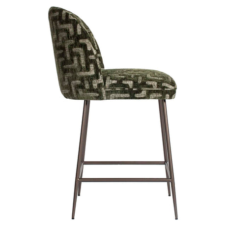 Scaun de bar Richmond Pullitzer verde mușchi labyrinth, înălțime tejghea