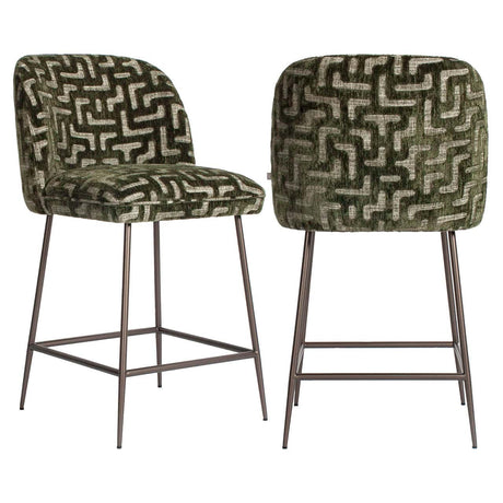 Scaun de bar Richmond Pullitzer verde mușchi labyrinth, înălțime tejghea