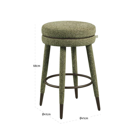 Scaun de bar Richmond Tenashar verde blockweave, înălțime tejghea, rotativ