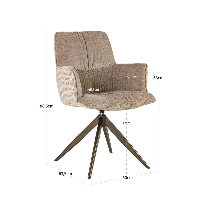 Scaun dining Richmond Chase crem blockweave, rotativ