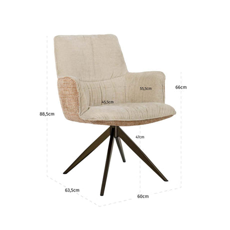 Scaun dining Richmond Chase ghimbir jacquard, rotativ