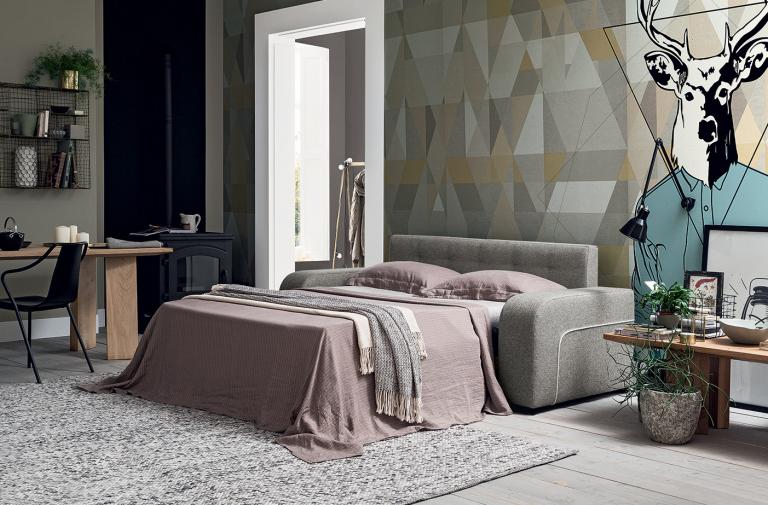 Canapea extensibilă Didier cu tăblie moale, capitonată