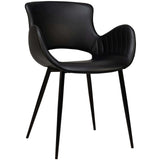 Scaun cu brațe Kensi - cadru metal negru, piele PU