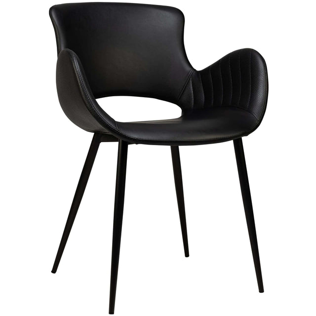 Scaun cu brațe Kensi - cadru metal negru, piele PU