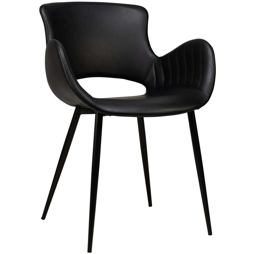 Scaun cu brațe Kensi - cadru metal negru, piele PU