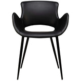 Scaun cu brațe Kensi - cadru metal negru, piele PU