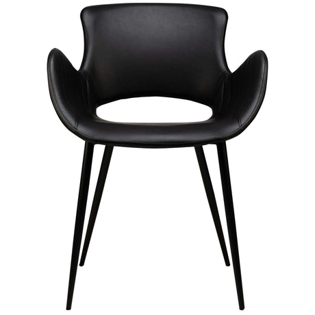 Scaun cu brațe Kensi - cadru metal negru, piele PU