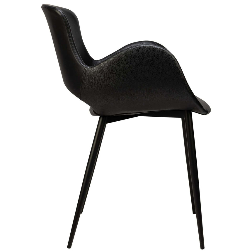 Scaun cu brațe Kensi - cadru metal negru, piele PU