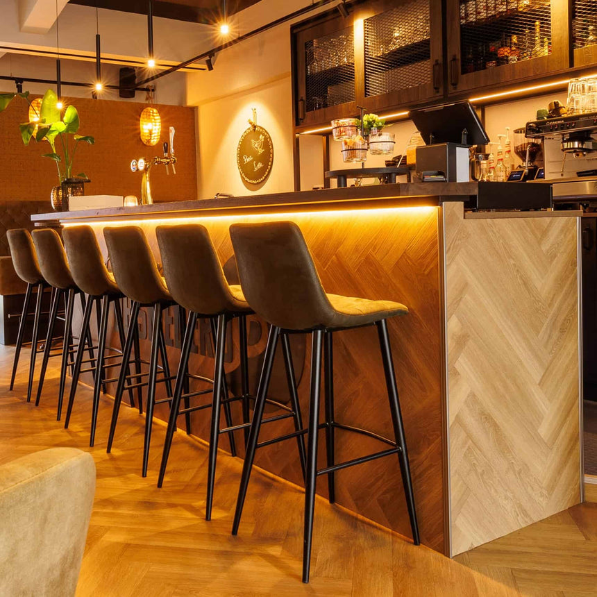 Scaun de bar Lauren înalt - tapițat, cadru metalic