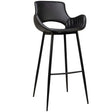 Scaun de bar Kensi - tapițat, cu brațe, cadru metal negru