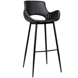Scaun de bar Kensi - tapițat, cu brațe, cadru metal negru