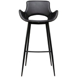 Scaun de bar Kensi - tapițat, cu brațe, cadru metal negru