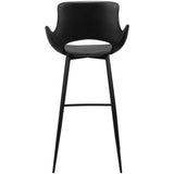 Scaun de bar Kensi - tapițat, cu brațe, cadru metal negru