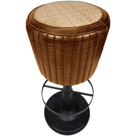 Scaun de bar Novan - fontă, piele naturală