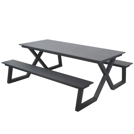 Set picnic Darby aluminiu – bănci fixe, antracit