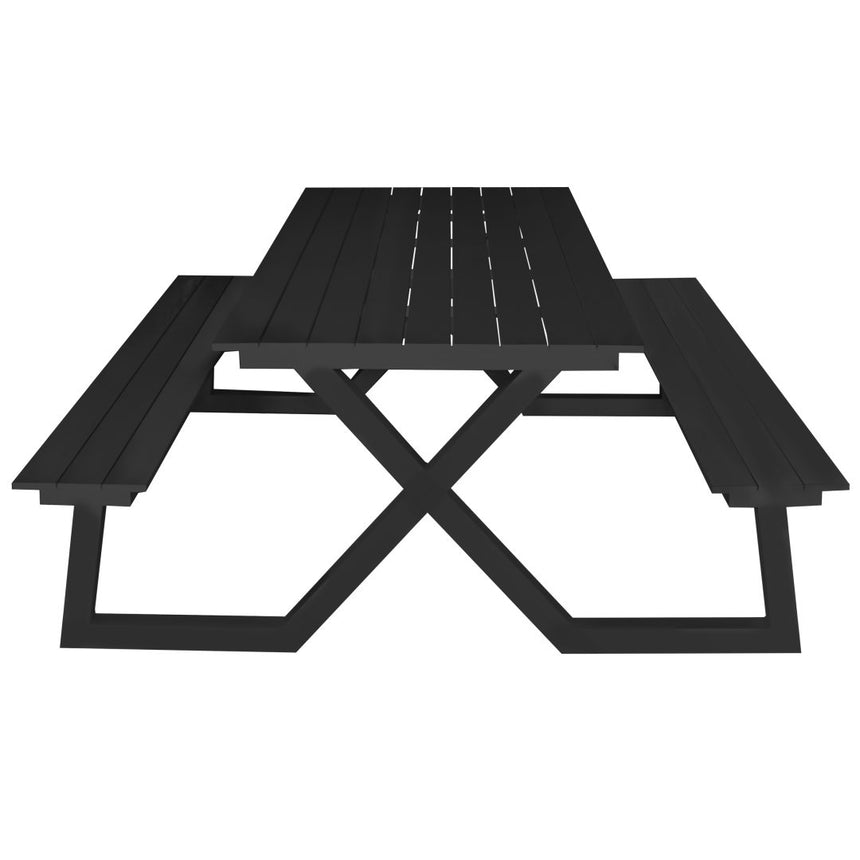 Set picnic Darby aluminiu – bănci fixe, antracit