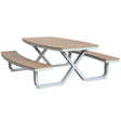 Set picnic Troy – blat polywood, cadru alb, 8 locuri