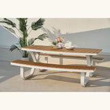 Set picnic Troy – blat polywood, cadru alb, 8 locuri