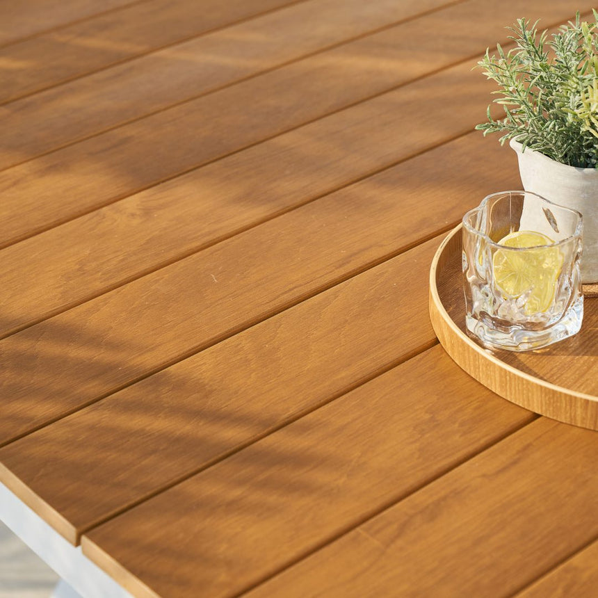 Set picnic Troy – blat polywood, cadru alb, 8 locuri