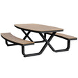Set picnic Troy – blat polywood, cadru negru, 8 locuri