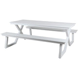 Set picnic Darby aluminiu – bănci fixe, alb