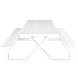 Set picnic Darby aluminiu – bănci fixe, alb