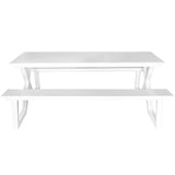 Set picnic Darby aluminiu – bănci fixe, alb