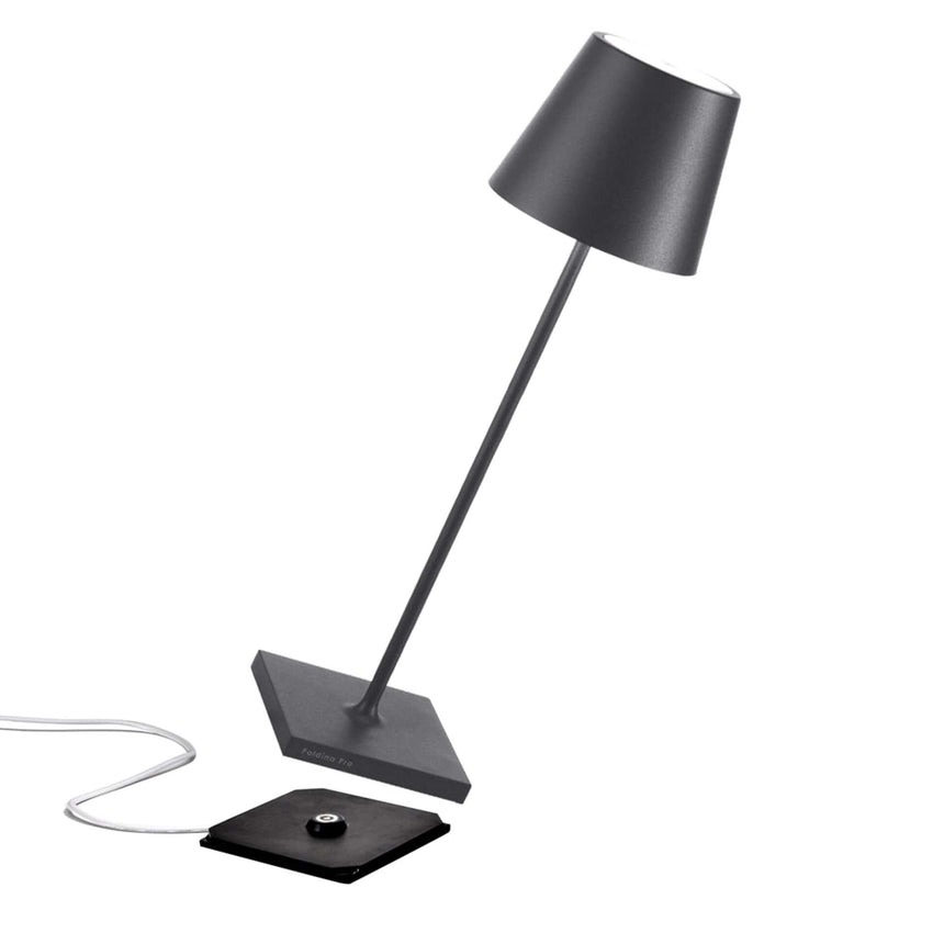 Lampă de masă Poldina – antracit, reîncărcabilă