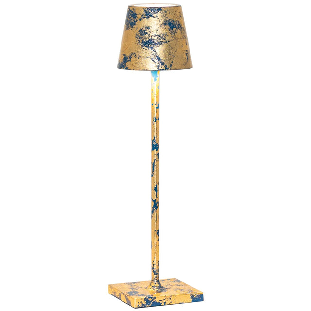 Lampă de masă Poldina Micro – auriu crackle/albastru