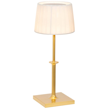 Lampă de masă Poldina Classic – auriu/ecru, textil