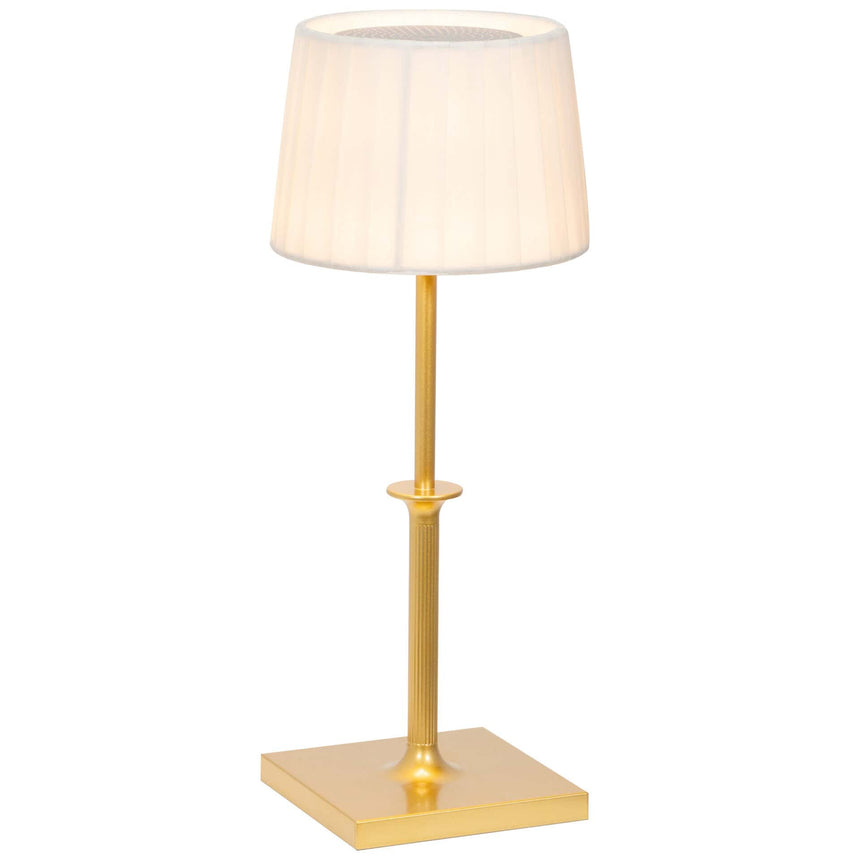 Lampă de masă Poldina Classic – auriu/ecru, textil
