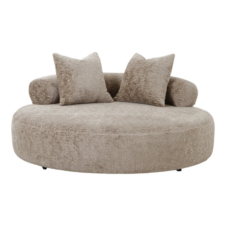 Cairo Daybed with 2 pillows in chenille, round, naturalMobCenter
