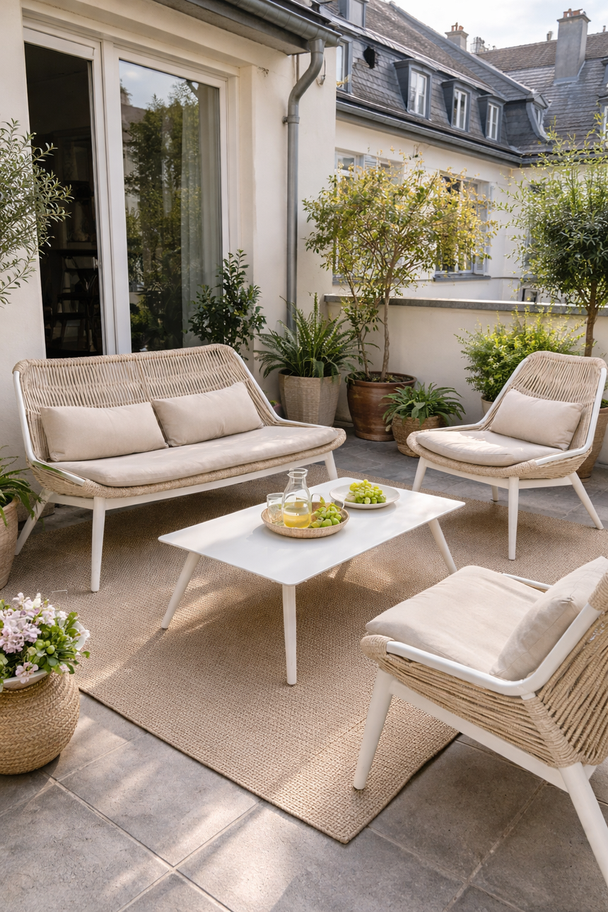 Grattoni Como – set mobilier de gradina si terasa, pentru 4 persoane, culoare bej