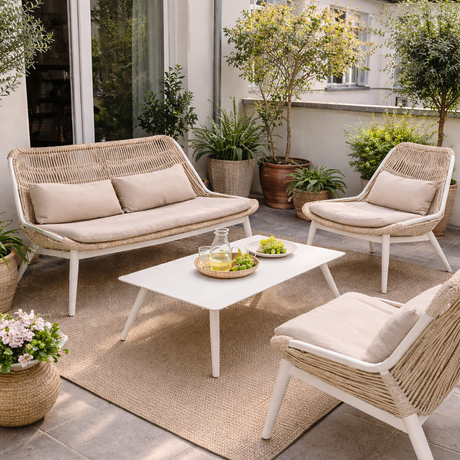 Grattoni Como – set mobilier de gradina si terasa, pentru 4 persoane, culoare bej