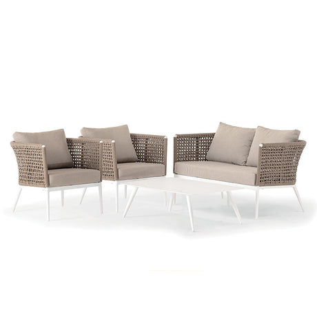 Set mobilier de grădină Grattoni Cuba 4 persoane, alb